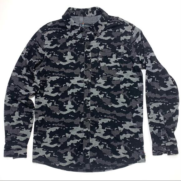 Smartwool Long Sleeve Wool Black Pattern Mens L Digi Camo
